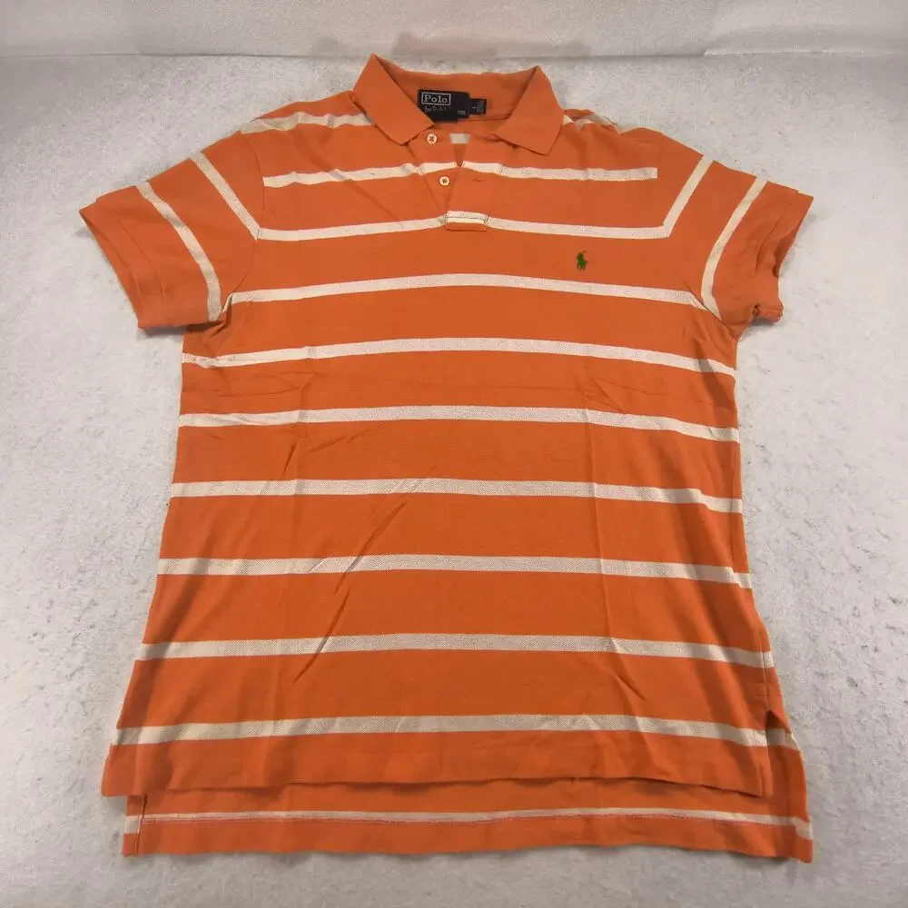 Polo by Ralph Lauren Short Sleeve Collared Polo Shirt Mens Size L Orange Green